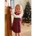 thumbnail image 4 of RUINIXCW Toddler Baby Girl Christmas Tank Dress Outfit Infant Baby Girls Xmas Clothes Tree Applique Sleeveless Red Plaid Dress Overalls, 4 of 10