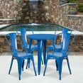 thumbnail image 2 of Flash Furniture Commercial Grade 24" Round Blue Metal Indoor-Outdoor Table Set with 4 Cafe Chairs, 2 of 5
