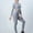 Gray, variant on WWV Two Piece Yoga Set Womens Workout Set Crewneck Long Sleeved Shirts Sets Stretchy High Waist Leggings Suit Solid Stylish Slim Tracksuit Outdoor Athletic Sportswear Gray L