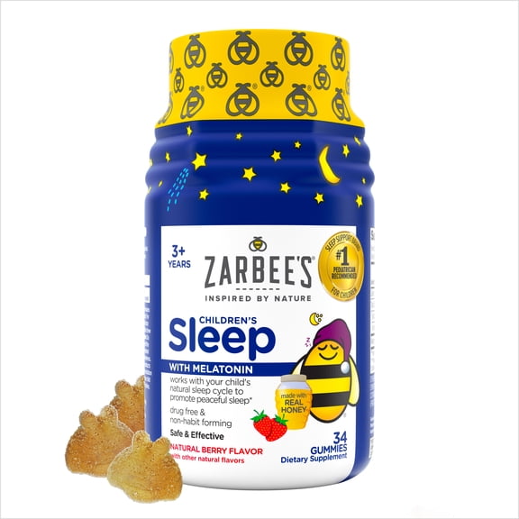 Zarbee’s Children's Sleep Gummies with Melatonin, Natural Berry, 34 Count