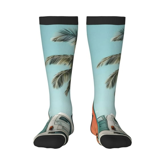 KLL Vintage Surf Van Beach Print Women's Men's Ankle Socks 1-pack Casual Athletic Socks for Unisex Adult Moisture-Wicking Socks for Daily Wear/Running/Sport