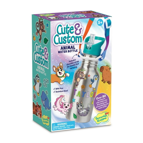 MindWare Cute & Custom Animal Water Bottle Decorating Kit, Ages 5 and Up