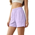 thumbnail image 2 of ClodeEU Women's Elaist Waist Cotton Athletic Shorts with Pockets ,Casual Summer Sport Shorts Pink,Women's Plus S, 2 of 8