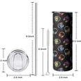 thumbnail image 5 of 20oz Colorful Headphones Games Icons Black Pattern Skinny Tumblers Stainless Steel Tumbler with Lid and Straw,Vacuum Insulated Double Wall Travel Tumbler Cups with Cleaning Brush for Coffee,Tea, 5 of 6