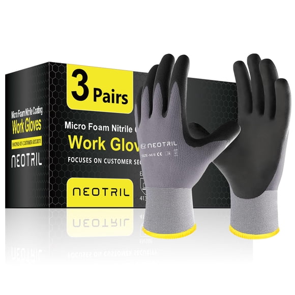Guantes de trabajo de seguridad NEOTRIL con revestimiento de nitrilo microespuma, 3 pares