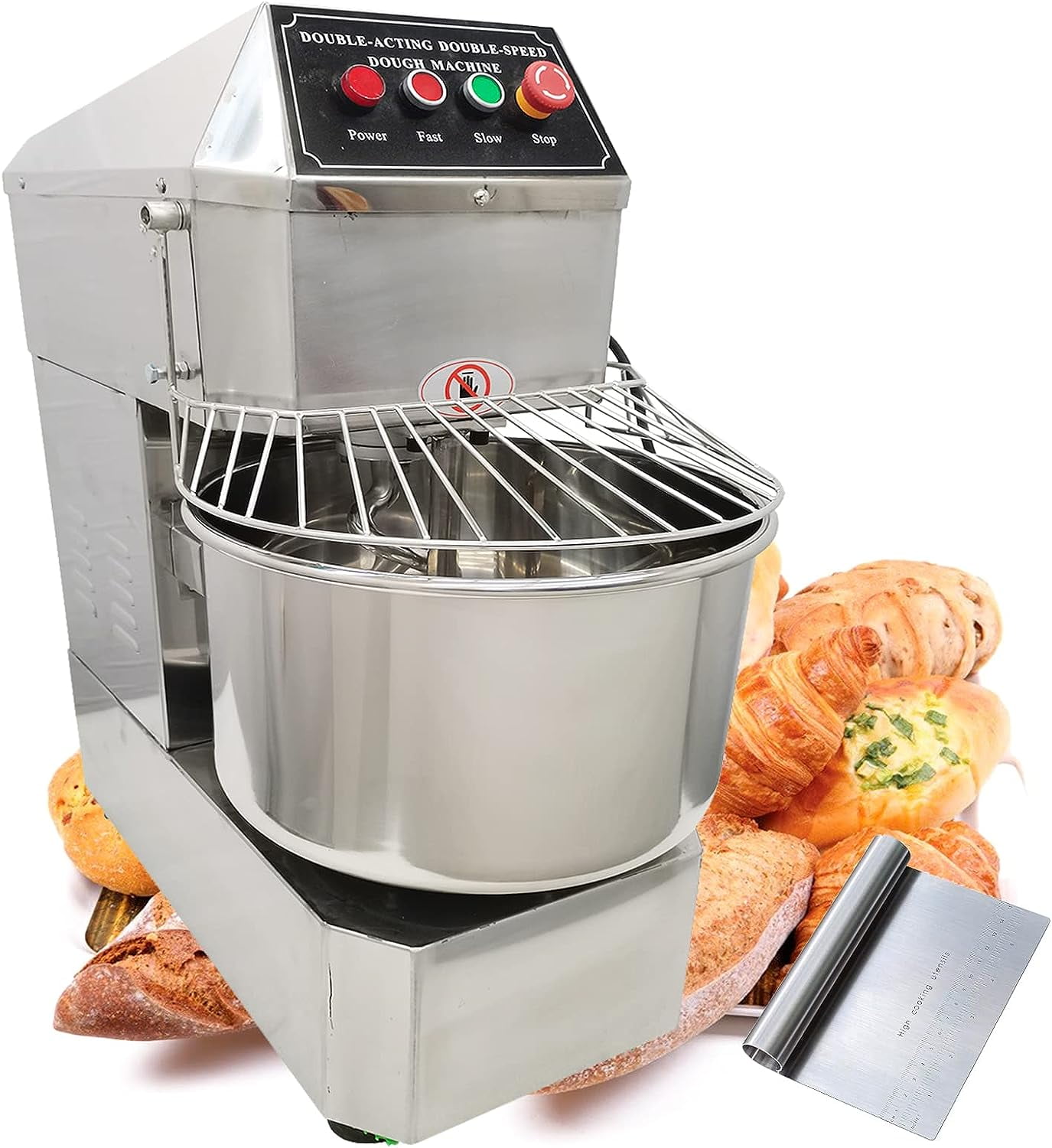 EQCOTWEA Commercial Dough Mixer Pizza Dough Blender for Bakery Food 30L Stainless Steel