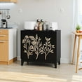thumbnail image 4 of HIUU Carved Sideboard,Vintage Credenza Sideboard Buffet,Rustic Accent Cabinet with Doors,Decorative Cabinet,Buffets & Sideboards,for Living Room, Kitchen, Dining Room(Black), 4 of 13