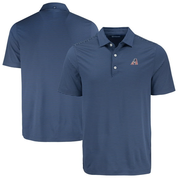 Men's Cutter & Buck Navy Arizona Diamondbacks Forge Eco Fine Line Stripe Polo