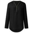thumbnail image 2 of Danhjin Women's Chiffon Work Blouses 3/4 Sleeve V Neck Half Zip Up Tunic Shirts Summer Casual Tops on Clearance, 2 of 6