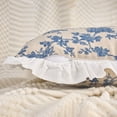 thumbnail image 3 of Unique Bargains Set of 2 Leaf Print Pillow Covers with Ruffled Trim Blue 20" x 12", 3 of 7