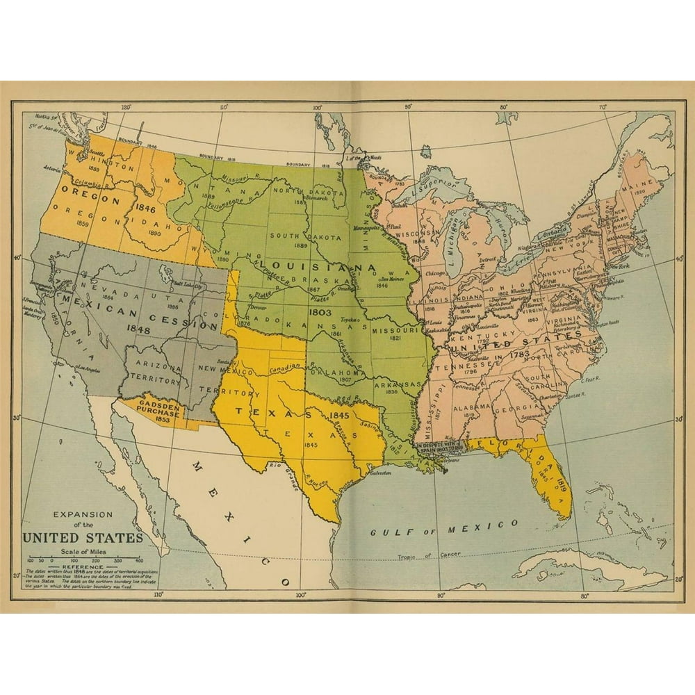 Acrylic Face Mounted Prints 1848 United States Of America Country Map