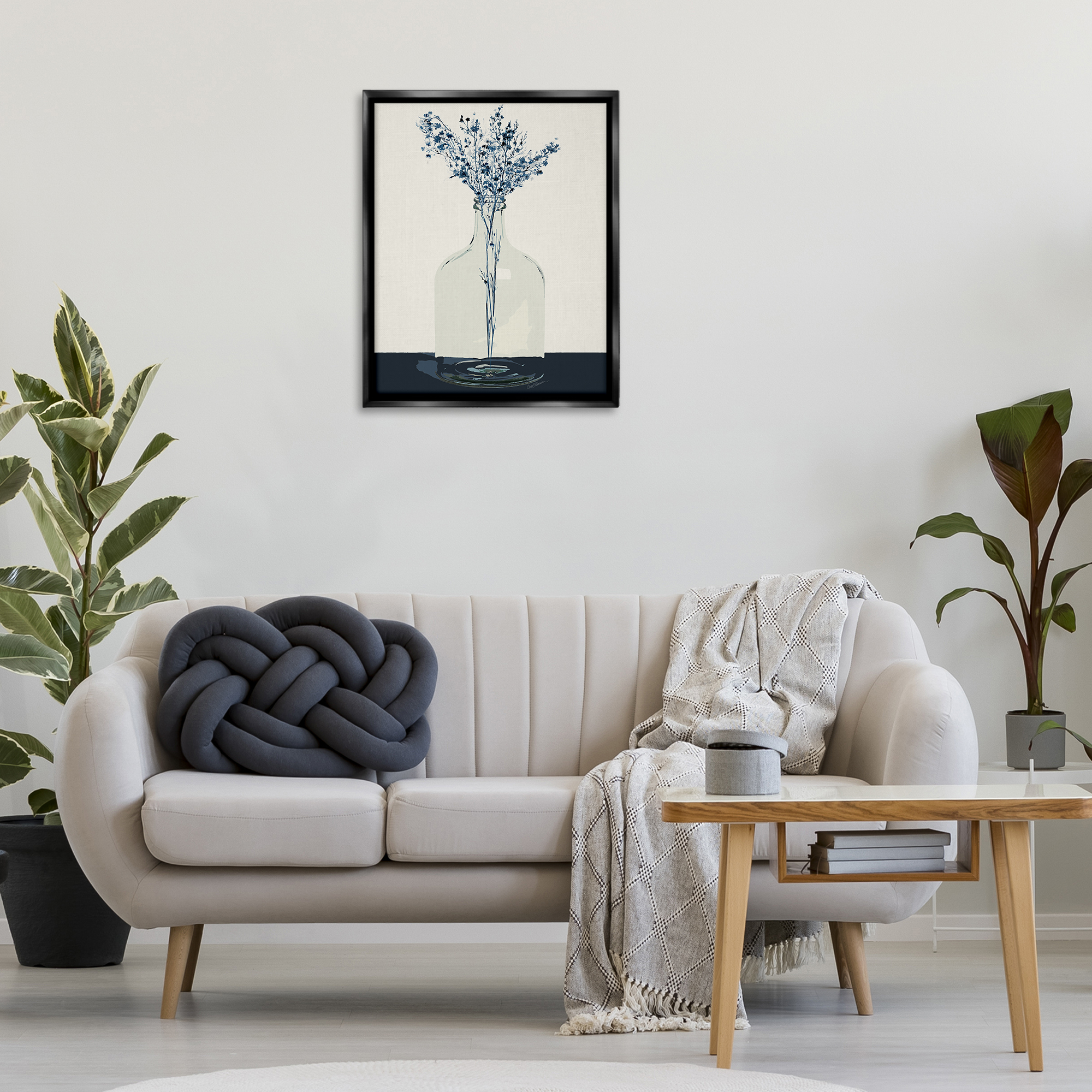 Stupell Industries Wildflowers in Glass Vase Plants & Flowers Painting Black Floater Framed Canvas Art Print Wall Art, 25 x 31
