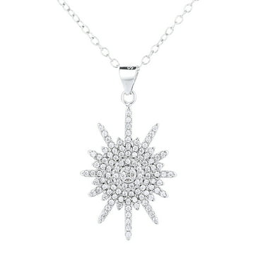 Amy and Annette Sterling Silver Starburst Diamond Necklace