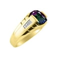 thumbnail image 3 of RYLOS Cushion Shape Checker Top 12MM Alexandrite Color Stone & Diamonds Set in 14K Yellow Gold Size 10, 3 of 6