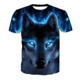 thumbnail image 5 of AYYUFE Unisex Vivid 3D Wolf Printed Short Sleeve T-shirt Round Neck Plus Size Tee Top - Black - M, 5 of 7