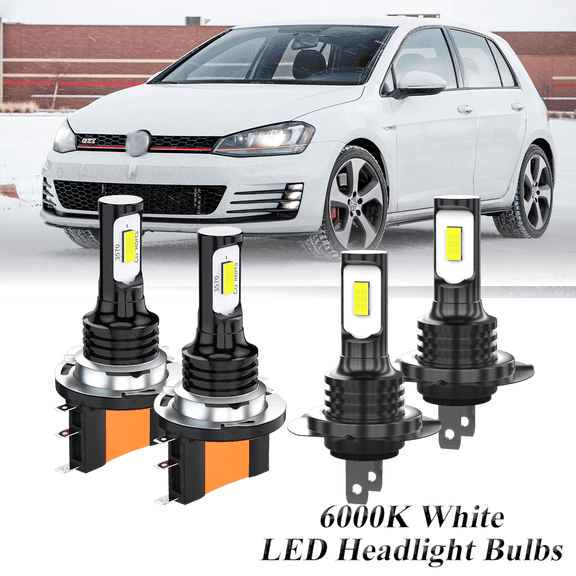 Compatible with Volkswagen GTI 2010-2018 – H15 H7 LED Headlight KIT Combo Bulbs(Pack of 4) , 6000K High Low Beam Super Bright White