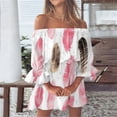 thumbnail image 2 of Mini vestido floral de manga acampanada y hombros descubiertos para mujer - Vestido informal de playa, 2 of 5