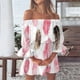 thumbnail image 2 of Mini vestido floral de manga acampanada y hombros descubiertos para mujer - Vestido informal de playa, 2 of 5
