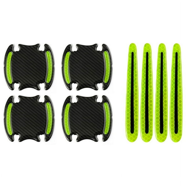 Juego de 8 pegatinas reflectantes para coche, pegatinas de advertencia, pegatinas reflectantes laterales para coche, protectores de manillar y películas para arañazos de pintura de manillar