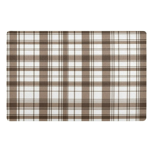 Brown and White Lattice Doormat 32x20 inch Non Slip Doormat Absorbent Welcome Mat Indoor Doormat for Bedroom Living Room