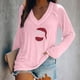 thumbnail image 2 of Tops Para Mujer Blusa de Navidad Camisas de Manga Larga Otoño Moda Causal Cuello en V Camiseta de Perforación en Caliente Odeerbi ODB169276, 2 of 6