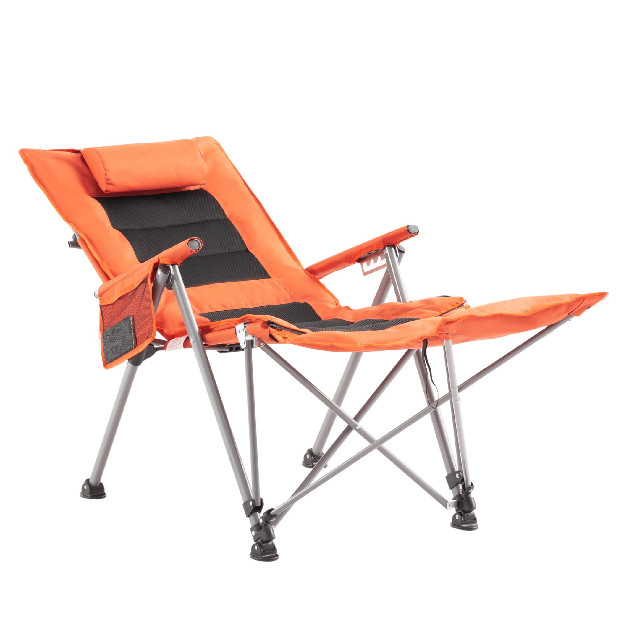BSHTI Outdoor Folding Beach & Camping Chair with Footrest – 5-Position Adjustable Back, Heavy-Duty Steel Frame, Side Pocket, Carrying Bag Included – No Assembly Required