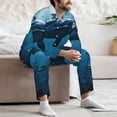thumbnail image 7 of Sikiie Ocean Dolphin Fish School Mens Pajama Set, Soft Warm Long Sleeve Sleepwear, Cozy Button-Down Pjs for Men-Medium, 7 of 7