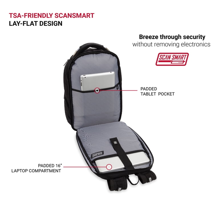SWISSGEAR, Laptop Backpack, 2762, Monochrome Black - Walmart.com