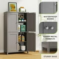 thumbnail image 6 of BOBOKY Bathroom Floor Storage Cabinet, Modern Storage Unit with 4 Doors and Adjustable Shelves, Freestanding Sideboard Cabinet for Bathroom, Kitchen, Living Room,Grey, 6 of 7