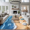 thumbnail image 3 of Abstract Blue Large Area Rugs 6x9 ft Beach Starfish Seashell Sand Ocean Waves Washable Rug Non Slip Indoor Carpet Absorbent Floor Mat for Living Room Bedroom Dining Room, 3 of 9