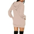 thumbnail image 2 of Ladies Casual Loose Long Sleeved Hooded Solid Color Dress, 2 of 4