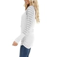 thumbnail image 2 of Sarapandan Women Striped Long Sleeve Shirts Raglan Round Neck Color Block Tunic Tops with Side Shirring for Daily Wear White XL, 2 of 5