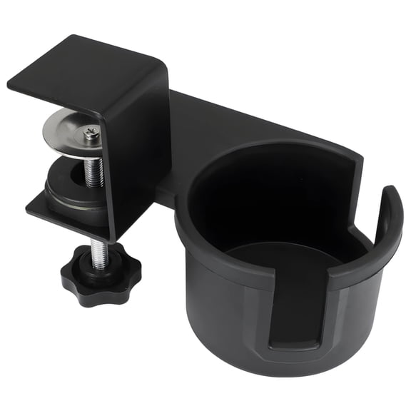 Desk Cup Holder, 180° Rotating Table Side Cup Holder with 3.3 in / 8.4 cm Inner Diameter, 2.8 in / 7 cm Deep Anti-Spill Water Bottle Stand, Adjustable Metal Clamp for Coffee Mug Storage, Office, Home