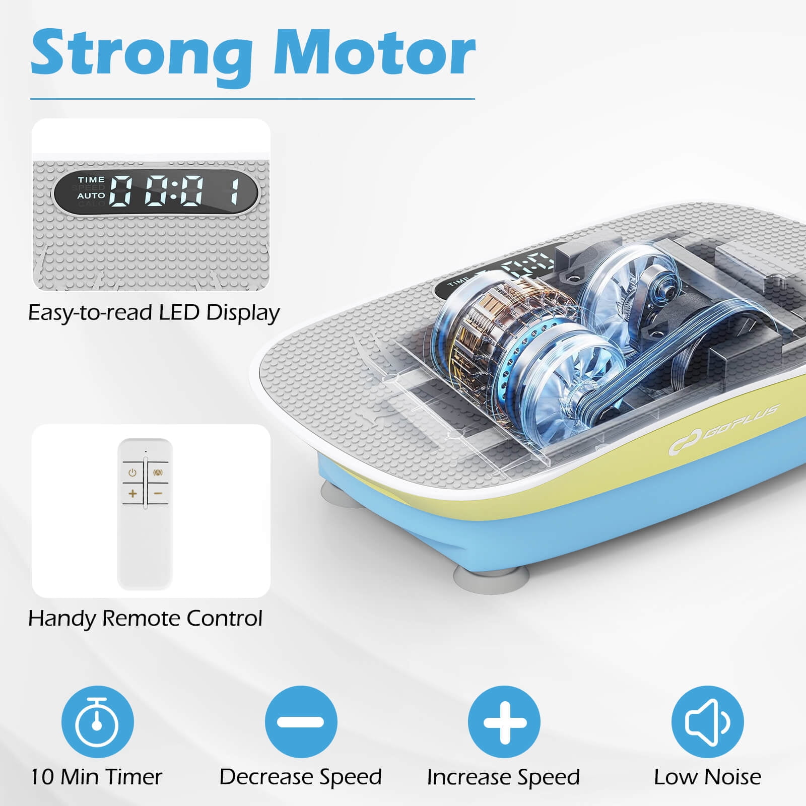 Goplus Vibration Plate Exercise Machine with 10 Speed Intensities Remote for Home FitnessGreen+Blue