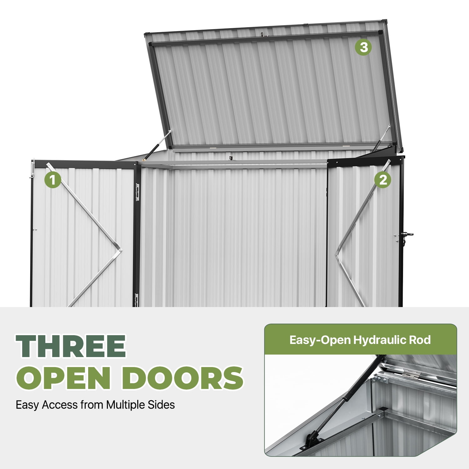 Bapipro 4'x2' Outdoor Garden Storage Cabinet, Metal Storage Shed with Lift-Up Lid and Lockable Double Doors, Weather Resistant Tool Storage for Patio, Backyard and Garden