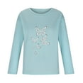 thumbnail image 4 of Blusa de Manga Larga Con Estampado de Diamantes de Imitación Informal de Moda Para Mujer Blusas Con Cuello Redondo Blusas Camisas Odeerbi ODB180571, 4 of 7