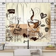 thumbnail image 3 of Coffee Curtains for Kitchen,Rustic Vintage Latte Cappuccino Cafe Theme Curtains Farmhouse Cafe Beans Drink Brown Window Treatment for Bedroom Living Room Bathroom 2 Panels,55X39 Inch, 3 of 5