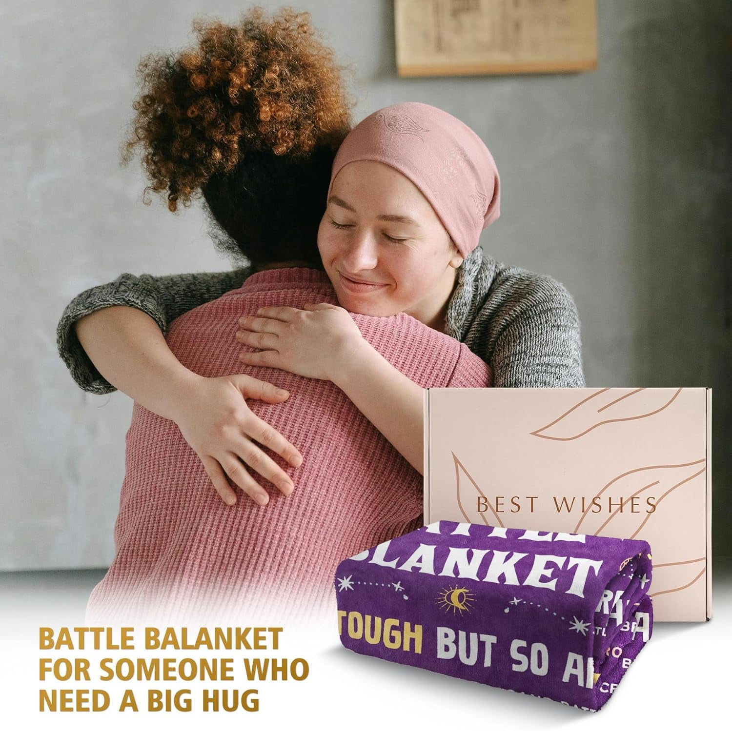 Cancer Care Gifts for Women, Get Well Soon Gifts Blanket for Her Him, Cancer Fighter Inspirational Quote Chemo Patient Gift - Meaningful Caring Message Battle Blanket