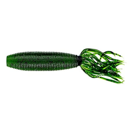 YAMAMOTO 4 Fat Ika - Realistic Soft Plastic Fishing Lure Baits with Grub-Style Body and Tube-Style Skirt - 10 Pack Fading Watermelon with Large Black