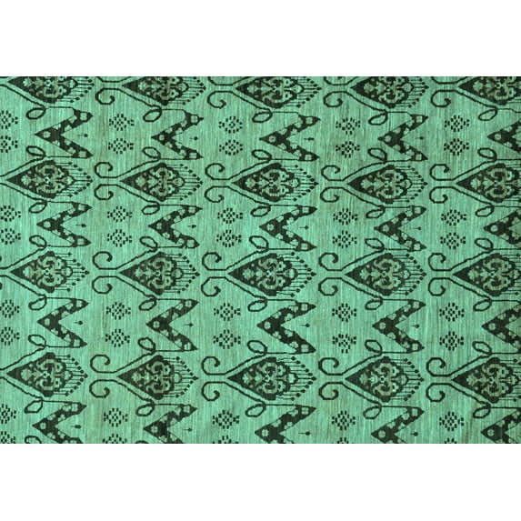 Ahgly Company Indoor Rectangle Abstract Turquoise Blue Modern Area Rugs, 2' x 5'