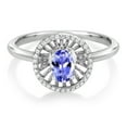 thumbnail image 2 of Gem Stone King 925 Sterling Silver Blue Tanzanite Ring for Women (0.93 Cttw, Oval 6X4MM, Gemstone December Birthstone, Size 6), 2 of 3