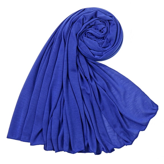 2026 Hijab Scarf for Women Soft Cotton Muslim Jersey Hijab Head Wrap Scarves Fashion Long Scarf Shawls Royal Blue