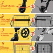Wellmax WM99024S Grocery Utility Shopping Cart, Easily Collapsible and Portable to Save Space and Heavy Duty, Light Weight Trolley with Rolling Swivel Wheels
