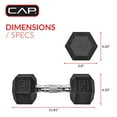 thumbnail image 6 of CAP Barbell, 20lb Rubber Hex Dumbbell, Single, 6 of 8