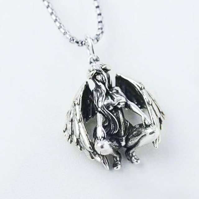 collar de ala de ángel,Collar Hombres Colgante Joyería Ángulo Ala,Collar largo de mujer de plata de acero inoxidable,Collares Diseñador de moda Colgantes,Collar con colgante de de Yinane collar de ala de ángel