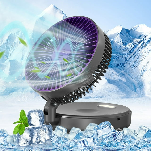 USB Foldable Wall Mounted Fan Brushless Motor 5 Adjustable Wind Speeds Built-in Night Light Quiet Operation Portable Desktop Wall Hanging Large Wind Circulation Cooling Fan for Dorm Home Office