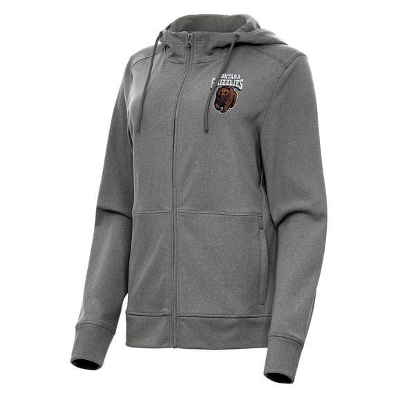 Women's Antigua Heather Black Montana Grizzlies Seeker Full-Zip Hoodie