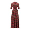 thumbnail image 2 of JYYYBF Women Christmas Shirts Dress Plaid Turn-Down Collar Half Sleeve Dress Fashion Button-Down Holiday Dress with Belt, 2 of 9