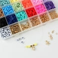thumbnail image 4 of Bearachild Juego de cuentas planas de arcilla de 24 rejillas, Kit de cuentas espaciadoras de polímero con caja de almacenamiento, suministros de joyería Artesanía Bearachild HA013486-00, 4 of 6