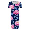 thumbnail image 4 of Taqqpue Robe de Maternité pour Femmes à Manches Courtes, Col Rond, Moulante, Invitée de Mariage, Grossesse, Imprimée, Ajustée, Extensible, Vêtements de Maternité, Été, Bohème, Séance Photo de Baby Shower, 4 of 6